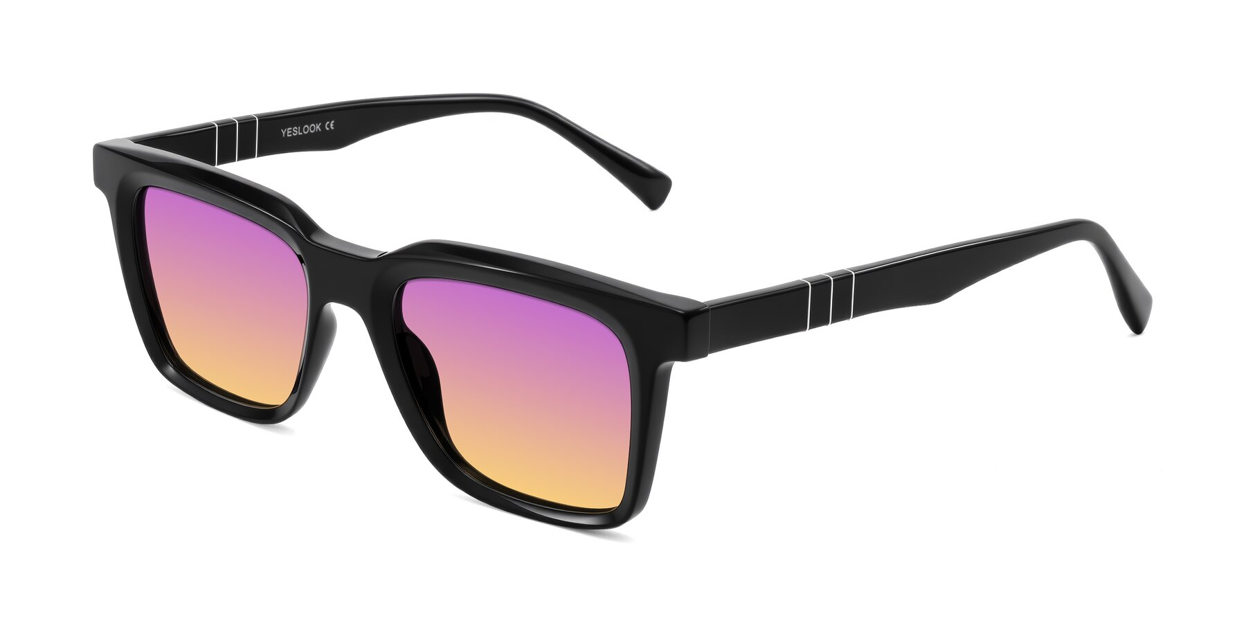 Angle of Itasca in Black with Purple / Yellow Gradient Lenses