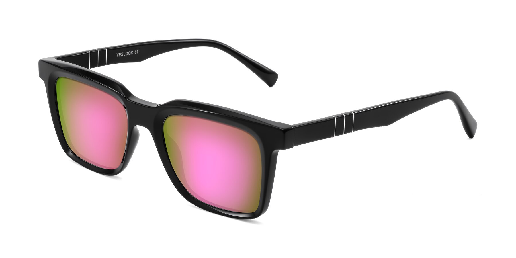 Angle of Itasca in Black with Pink Mirrored Lenses