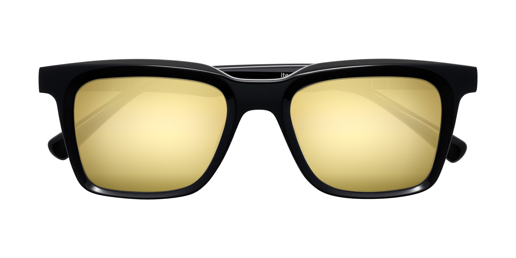 Folded Front of Itasca in Black with Gold Mirrored Lenses