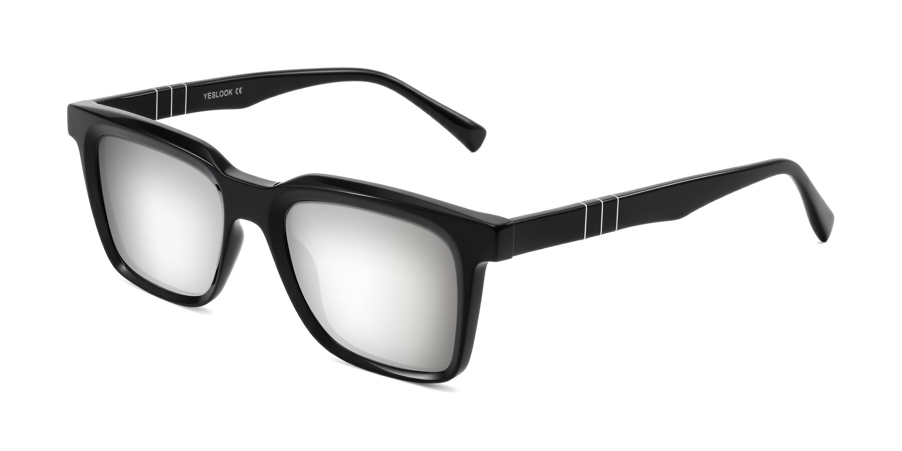 Angle of Itasca in Black with Silver Mirrored Lenses