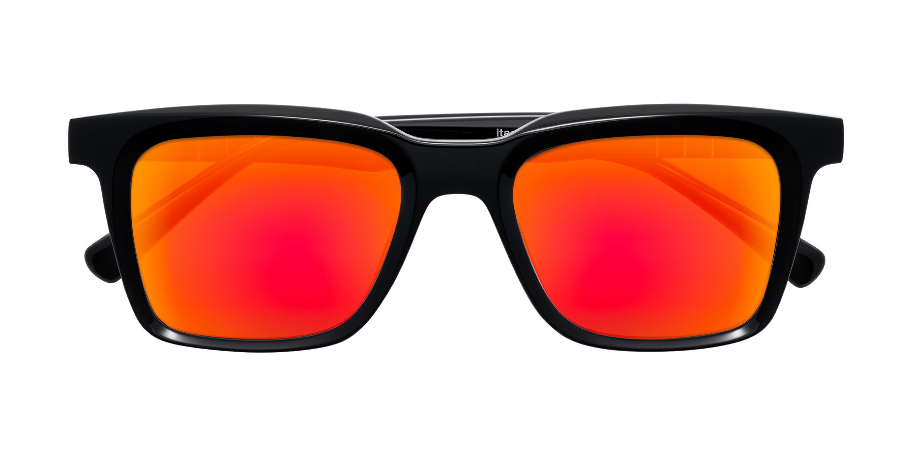 Folded Front of Itasca in Black with Red Gold Mirrored Lenses