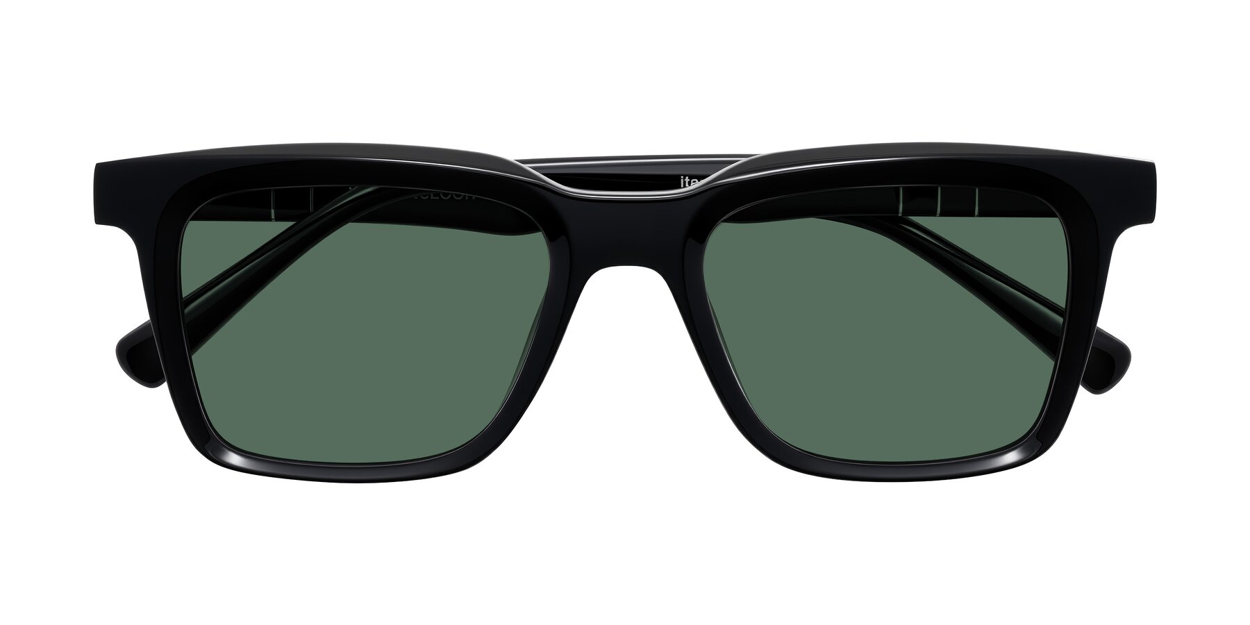 Folded Front of Itasca in Black with Green Polarized Lenses