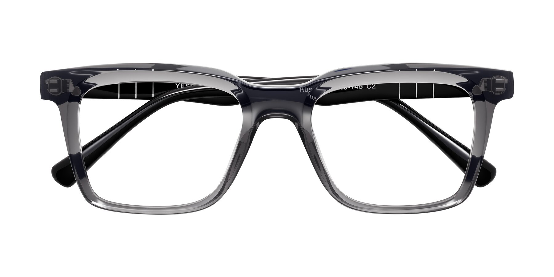 Folded Front of Itasca in Transparent Gray/Black with Clear Blue Light Blocking Lenses