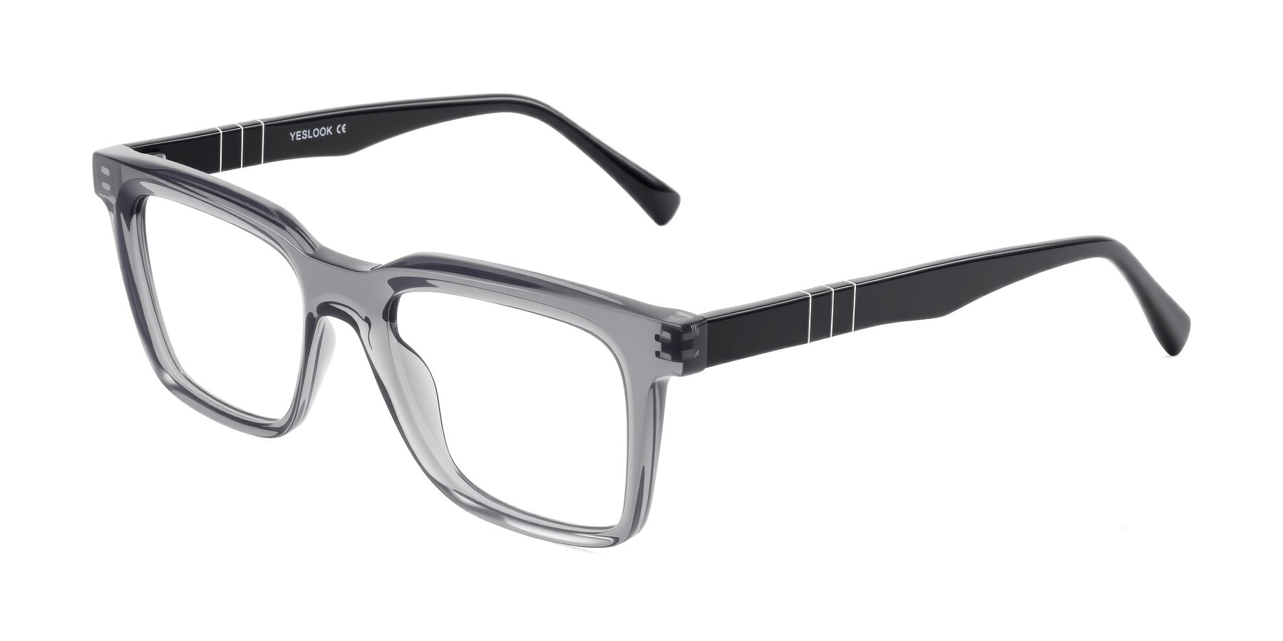 Angle of Itasca in Transparent Gray/Black with Clear Blue Light Blocking Lenses