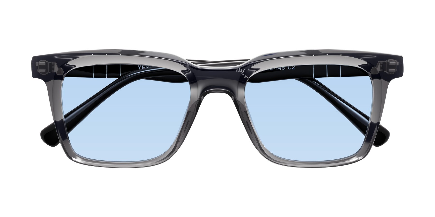 Folded Front of Itasca in Transparent Gray/Black with Light Blue Tinted Lenses
