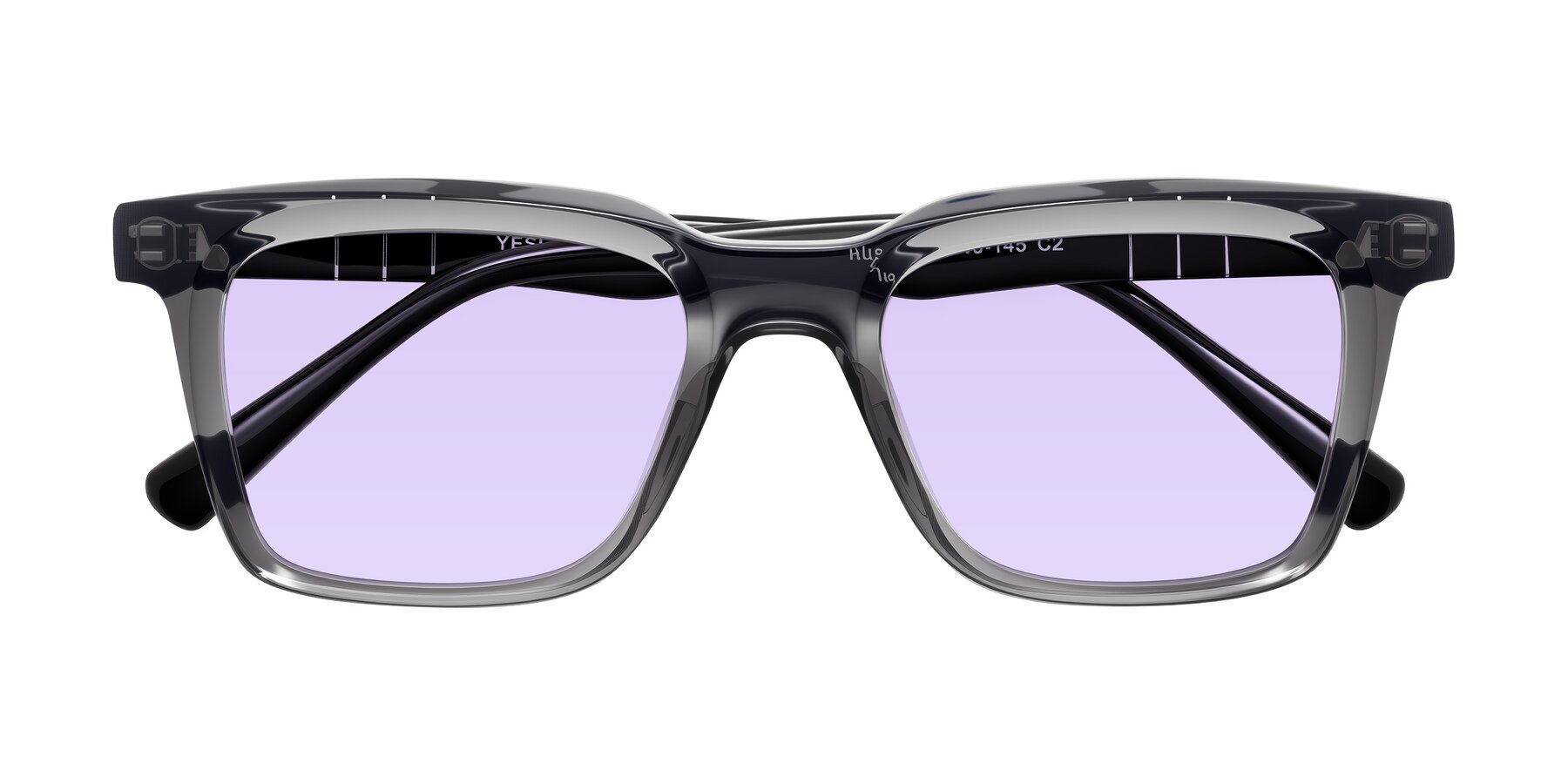 Folded Front of Itasca in Transparent Gray/Black with Light Purple Tinted Lenses