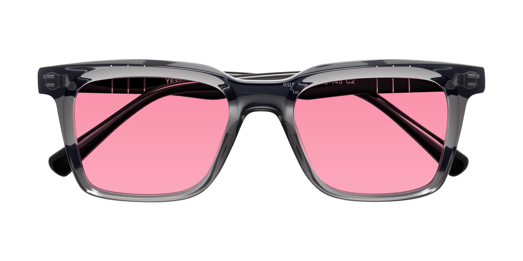 Folded Front of Itasca in Transparent Gray/Black with Pink Tinted Lenses