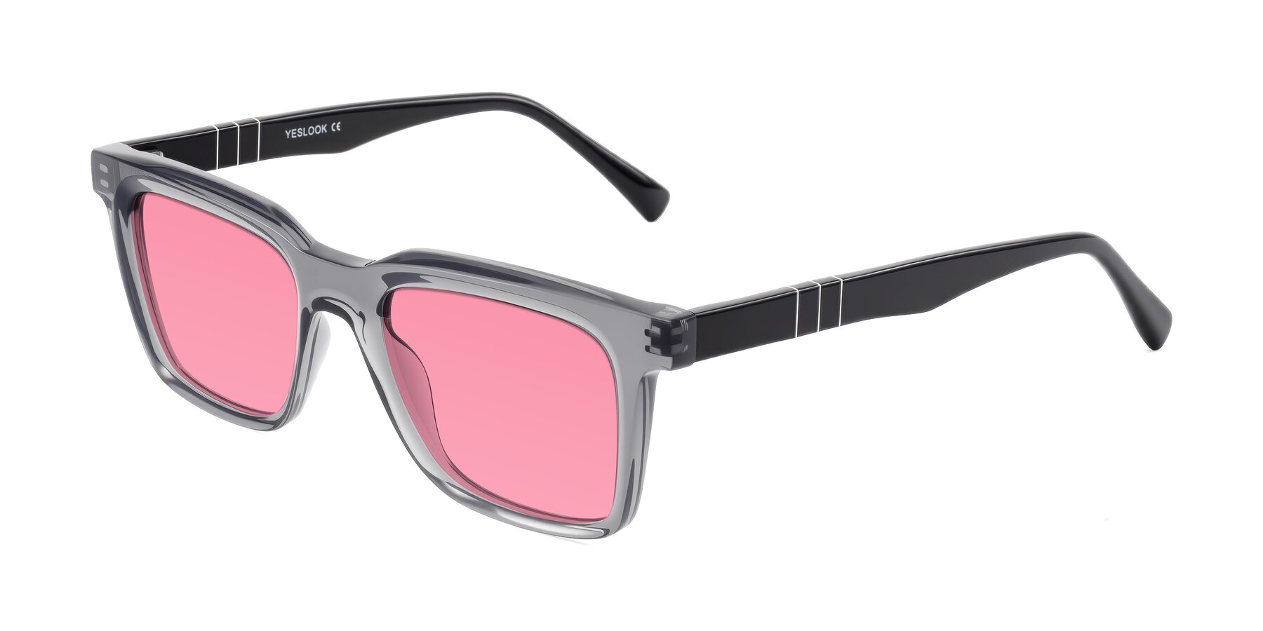 Angle of Itasca in Transparent Gray/Black with Pink Tinted Lenses