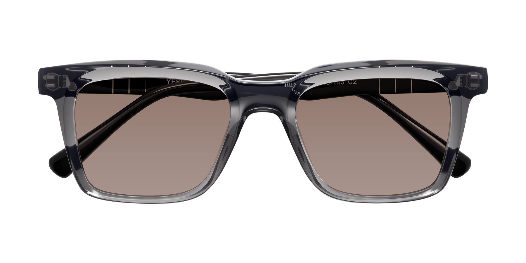 Folded Front of Itasca in Transparent Gray/Black with Medium Brown Tinted Lenses