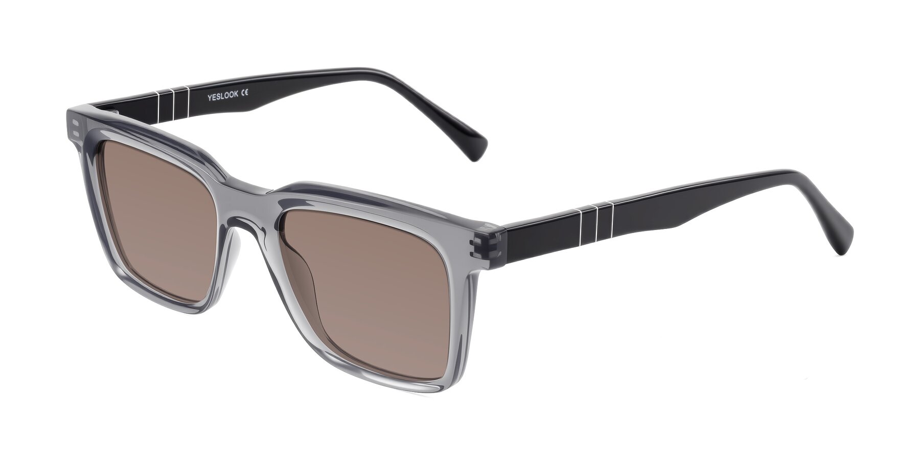 Angle of Itasca in Transparent Gray/Black with Medium Brown Tinted Lenses
