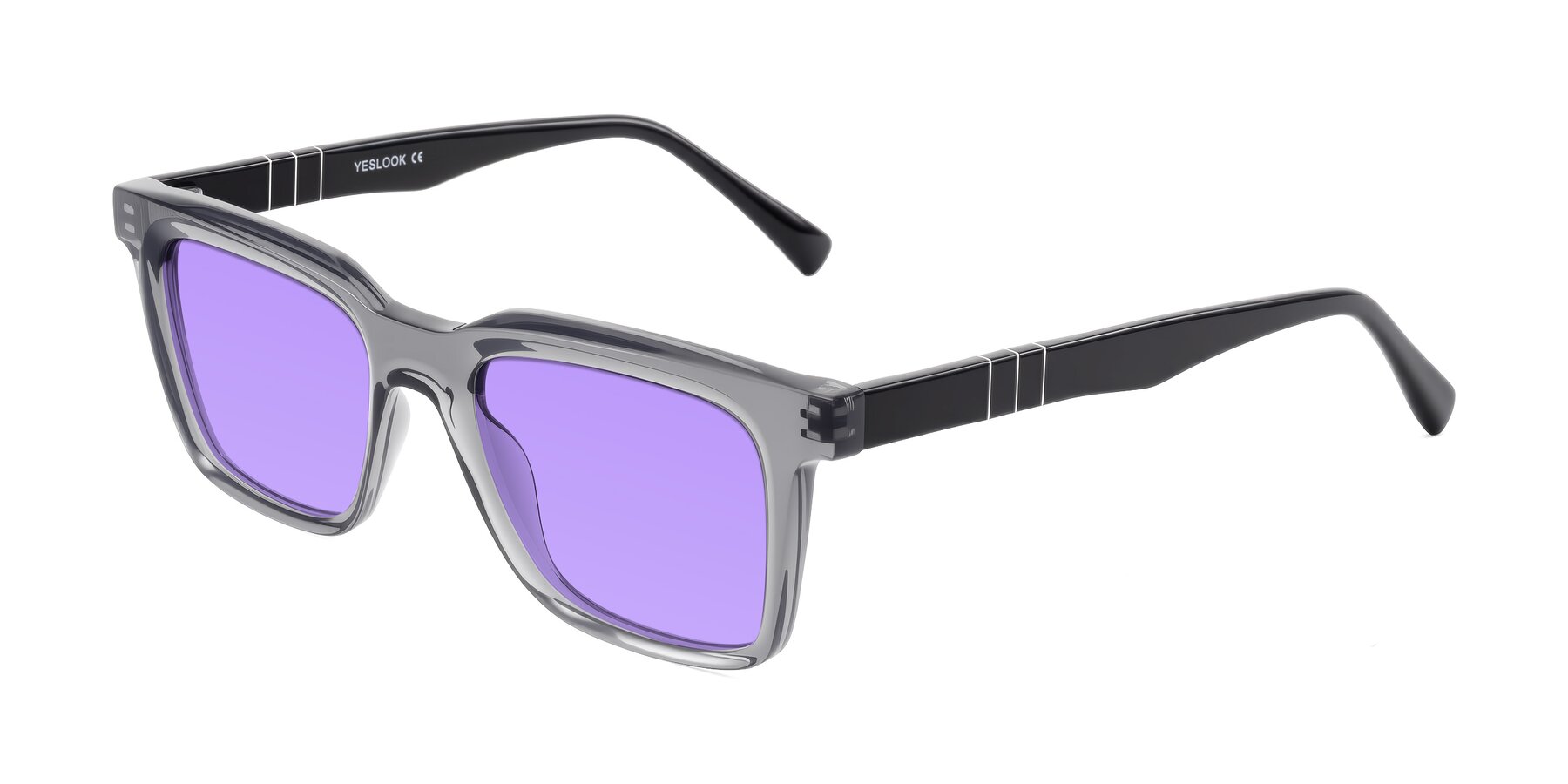 Angle of Itasca in Transparent Gray/Black with Medium Purple Tinted Lenses