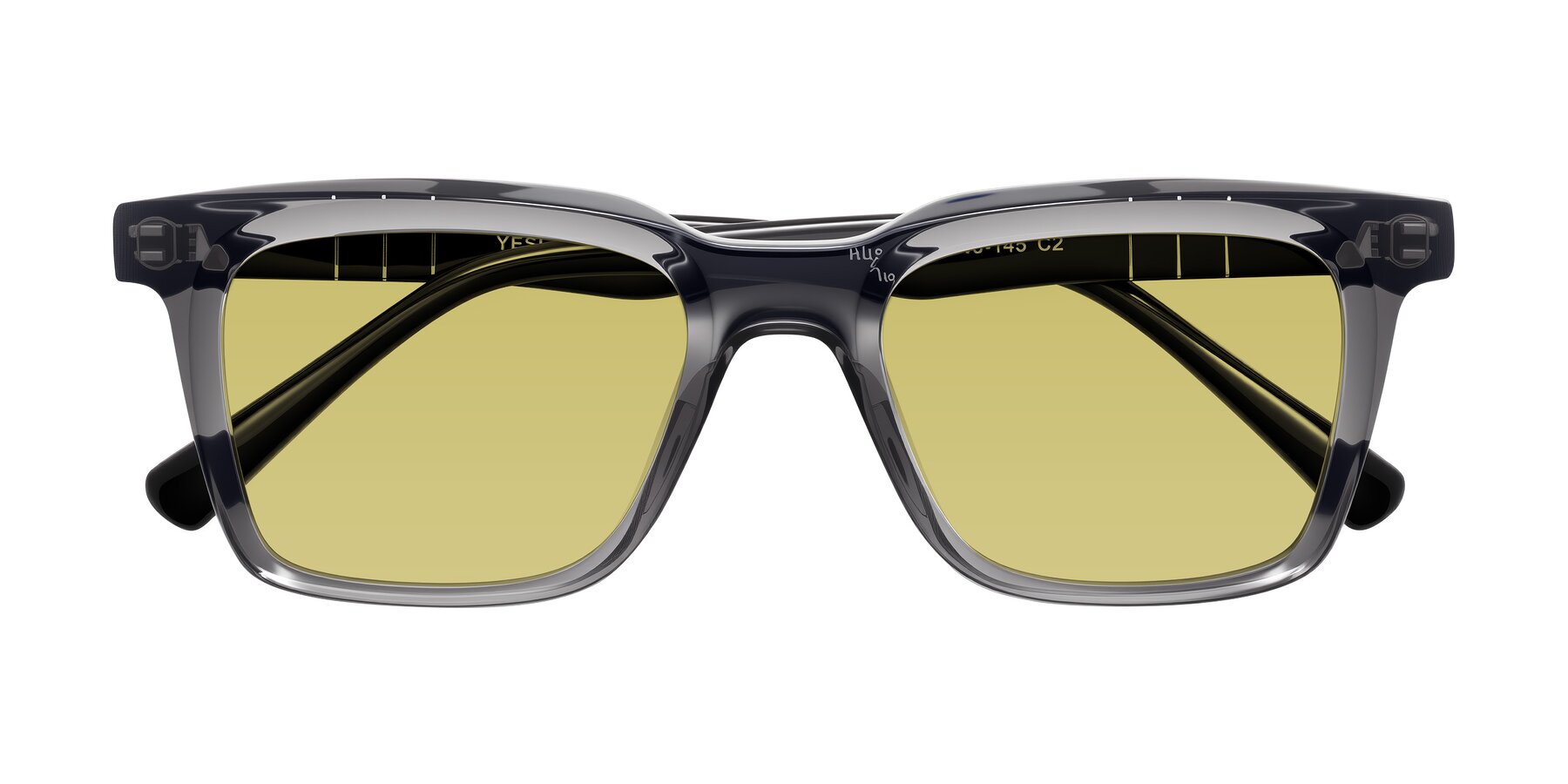 Folded Front of Itasca in Transparent Gray/Black with Medium Champagne Tinted Lenses