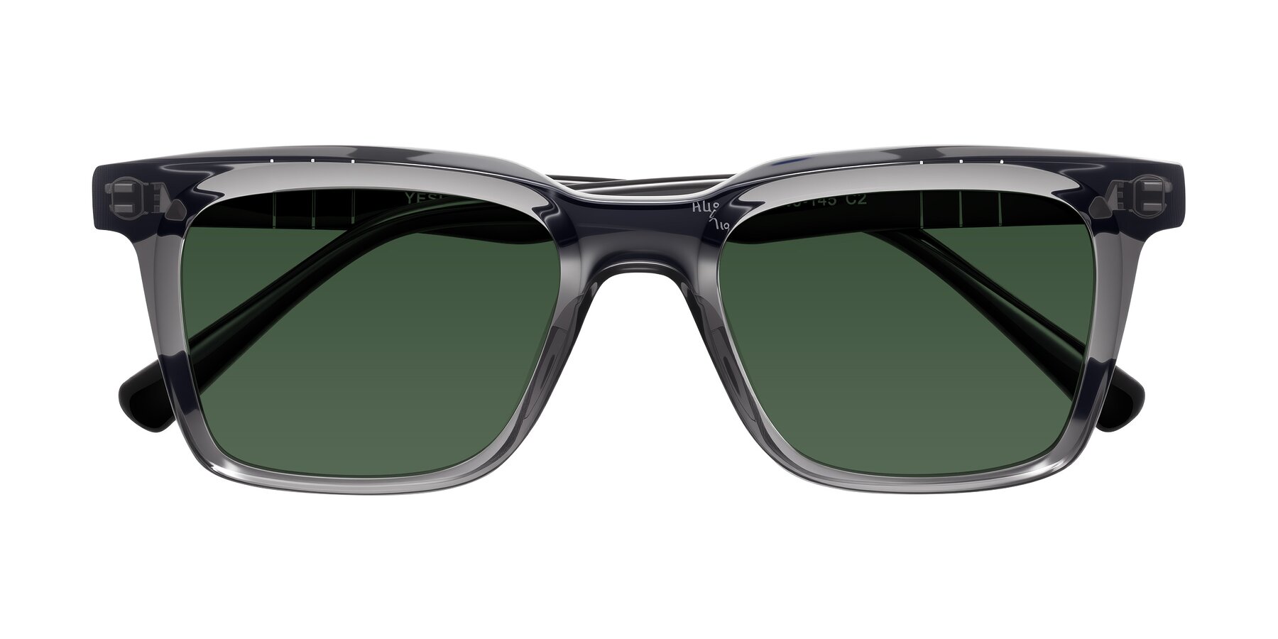 Folded Front of Itasca in Transparent Gray/Black with Green Tinted Lenses