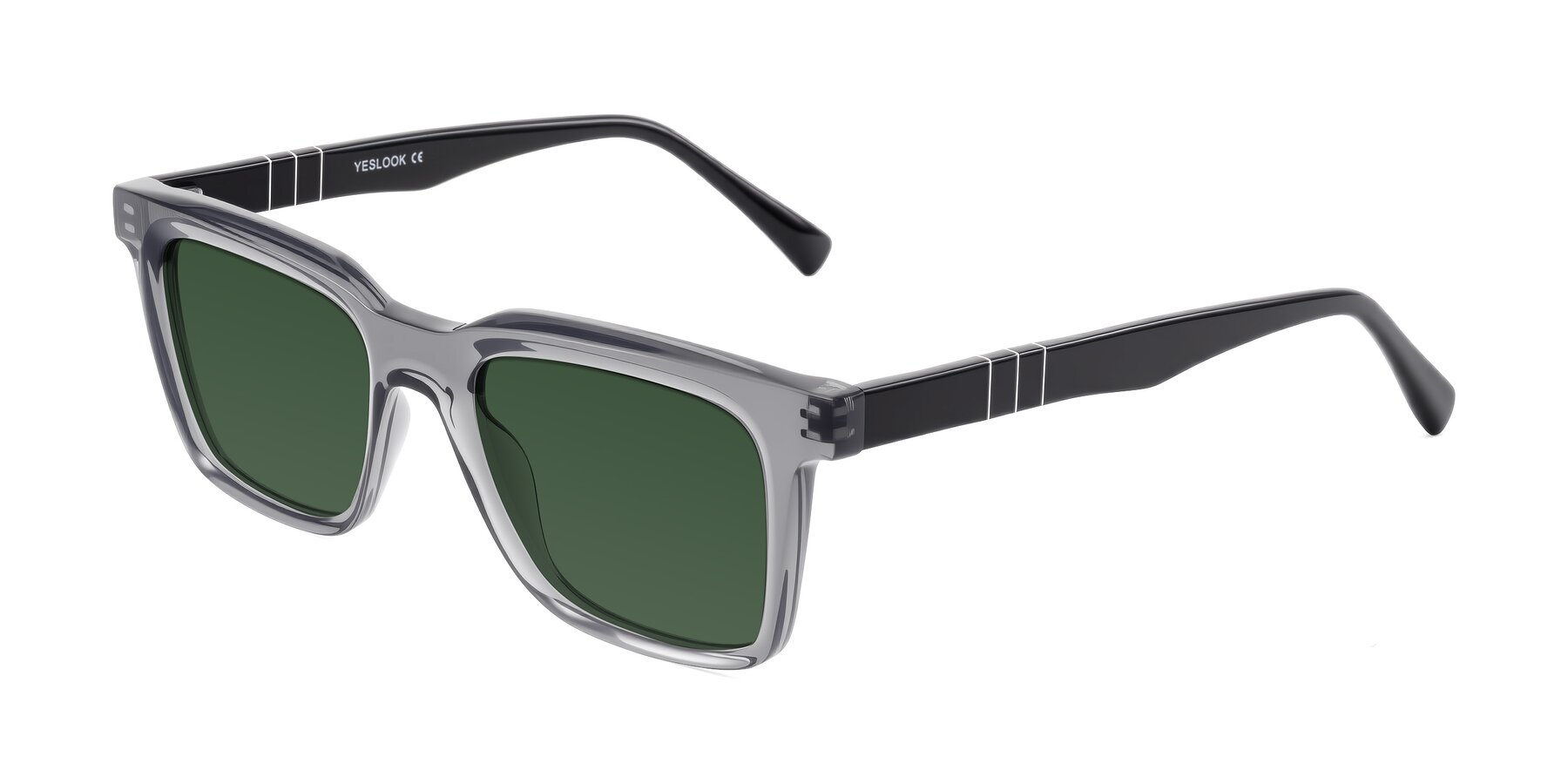 Angle of Itasca in Transparent Gray/Black with Green Tinted Lenses