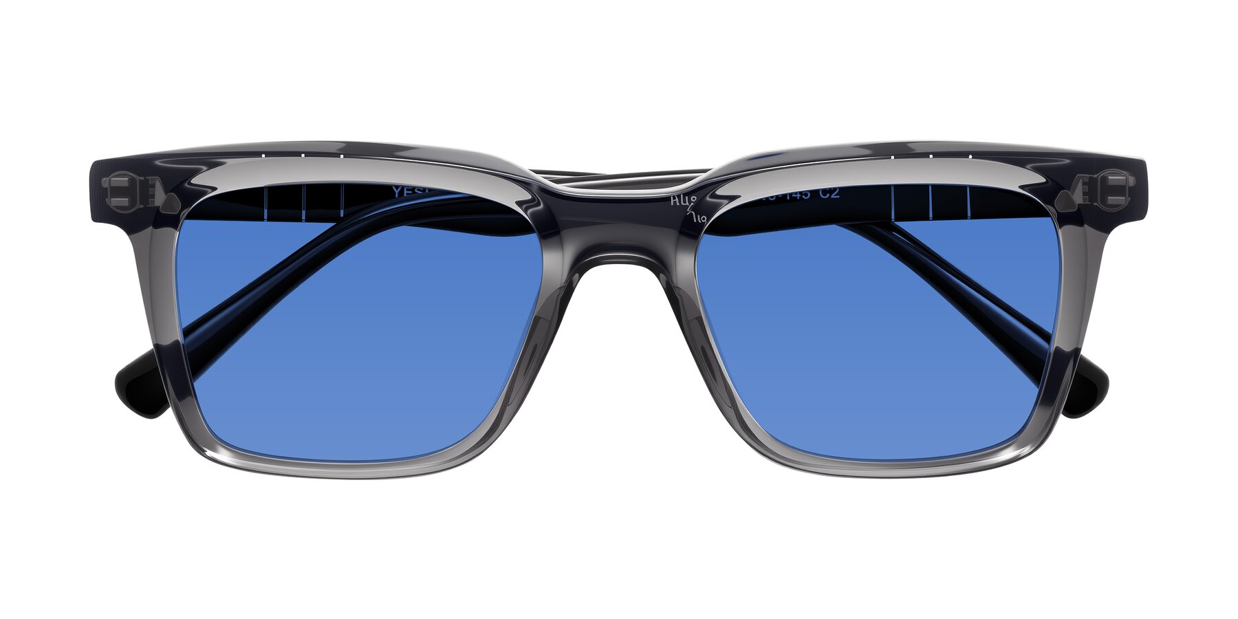 Folded Front of Itasca in Transparent Gray/Black with Blue Tinted Lenses