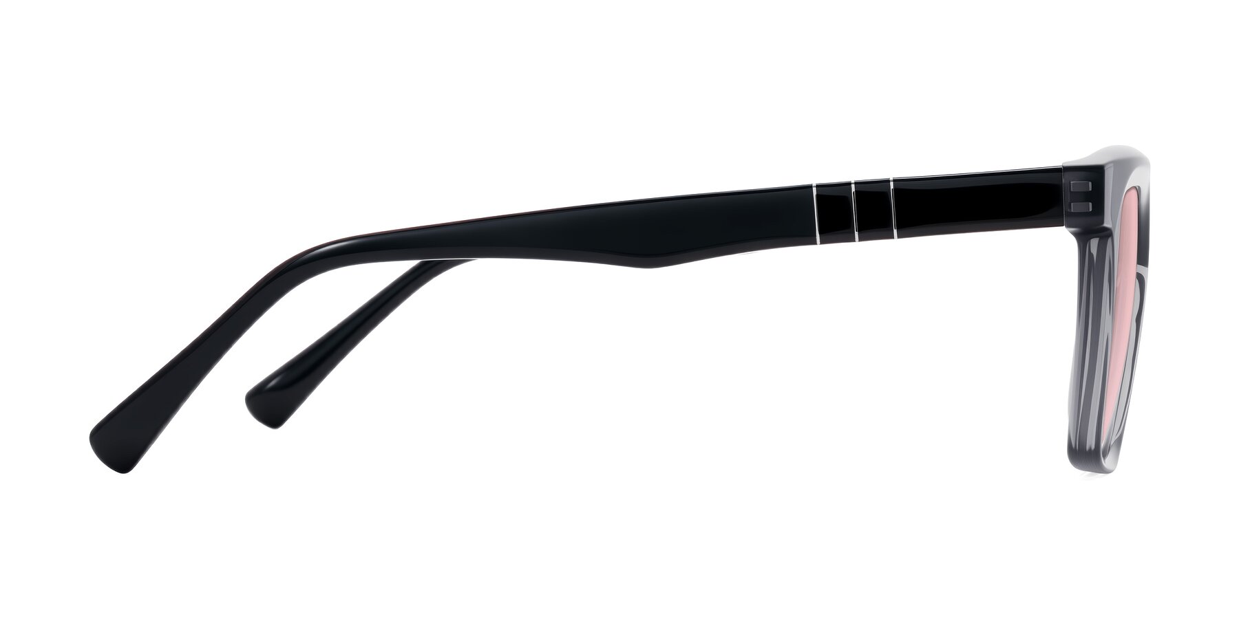 Side of Itasca in Transparent Gray/Black with Light Garnet Tinted Lenses