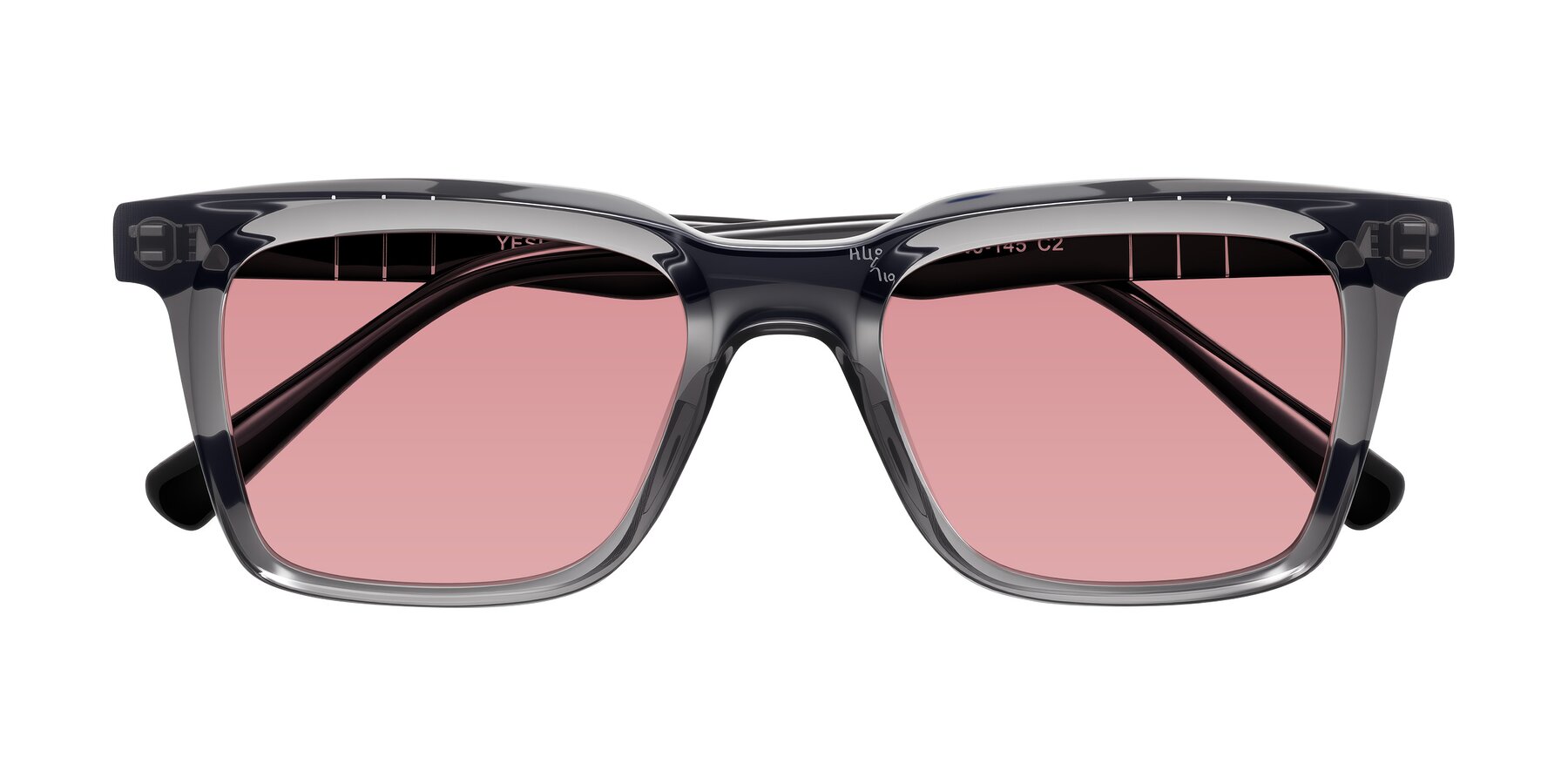 Folded Front of Itasca in Transparent Gray/Black with Medium Garnet Tinted Lenses