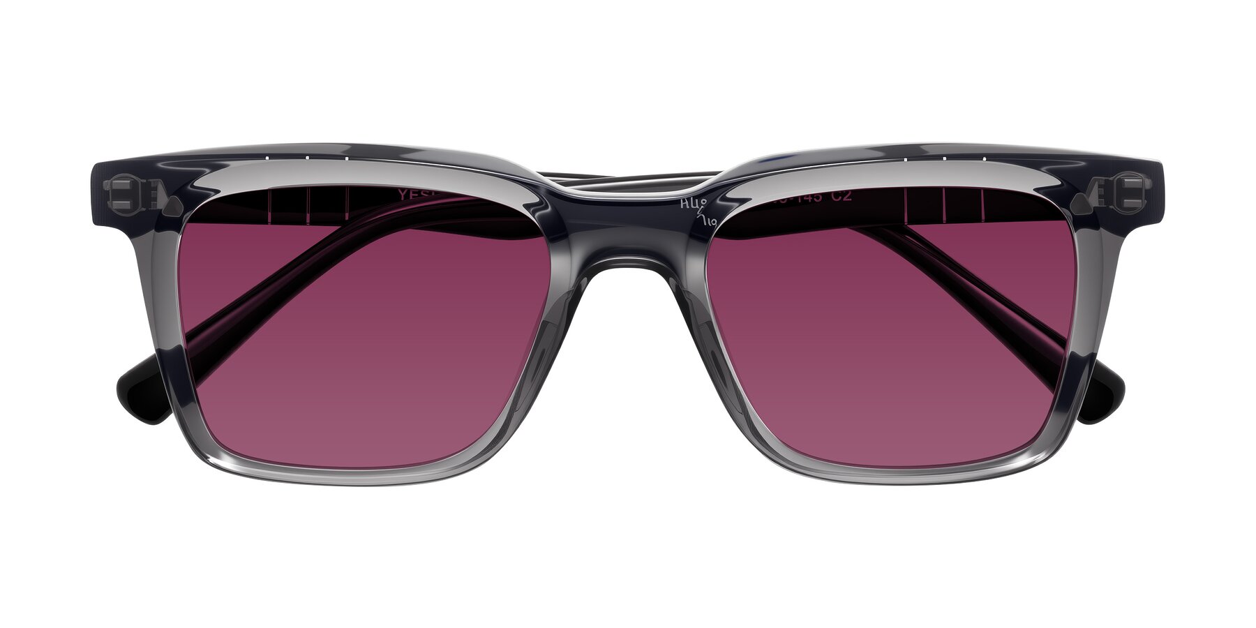 Folded Front of Itasca in Transparent Gray/Black with Wine Tinted Lenses