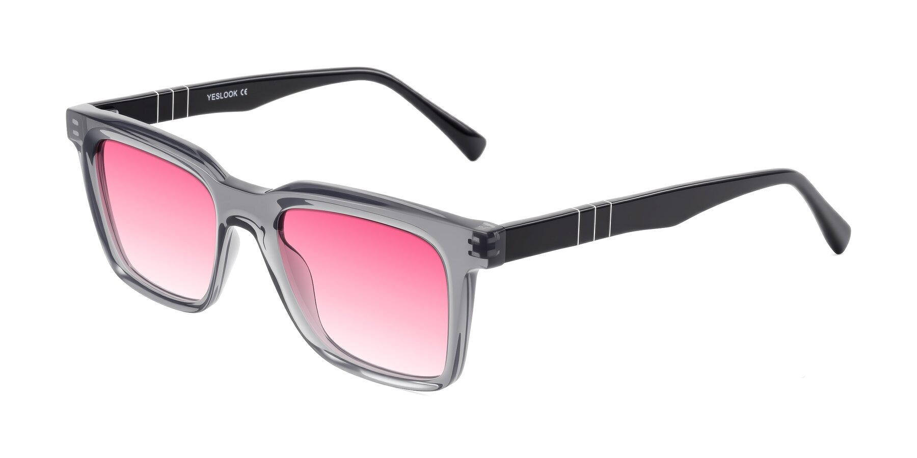 Angle of Itasca in Transparent Gray/Black with Pink Gradient Lenses