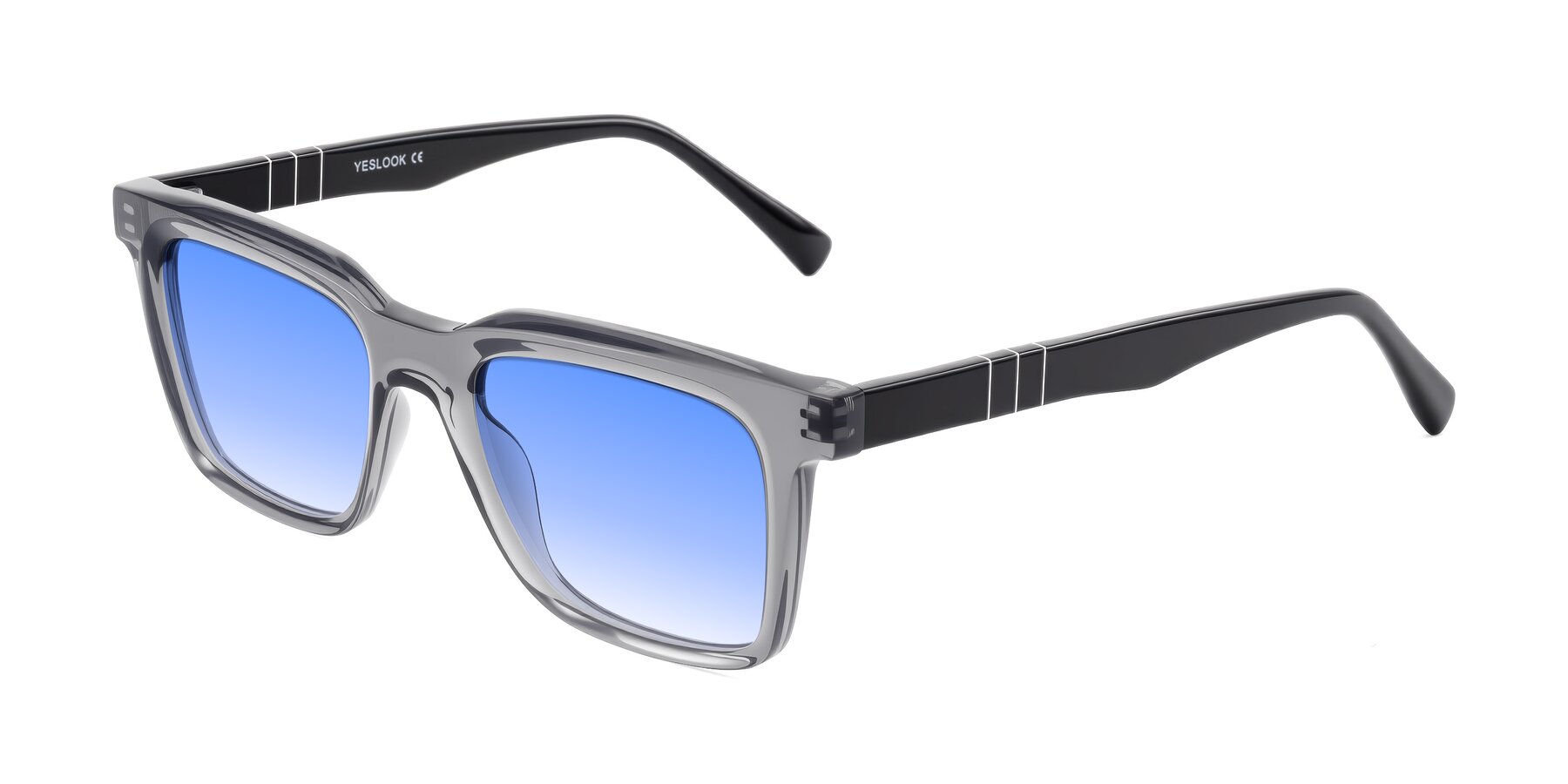 Angle of Itasca in Transparent Gray/Black with Blue Gradient Lenses