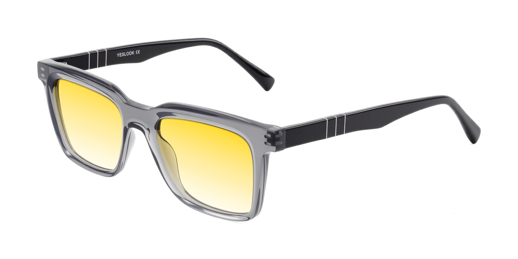 Angle of Itasca in Transparent Gray/Black with Yellow Gradient Lenses