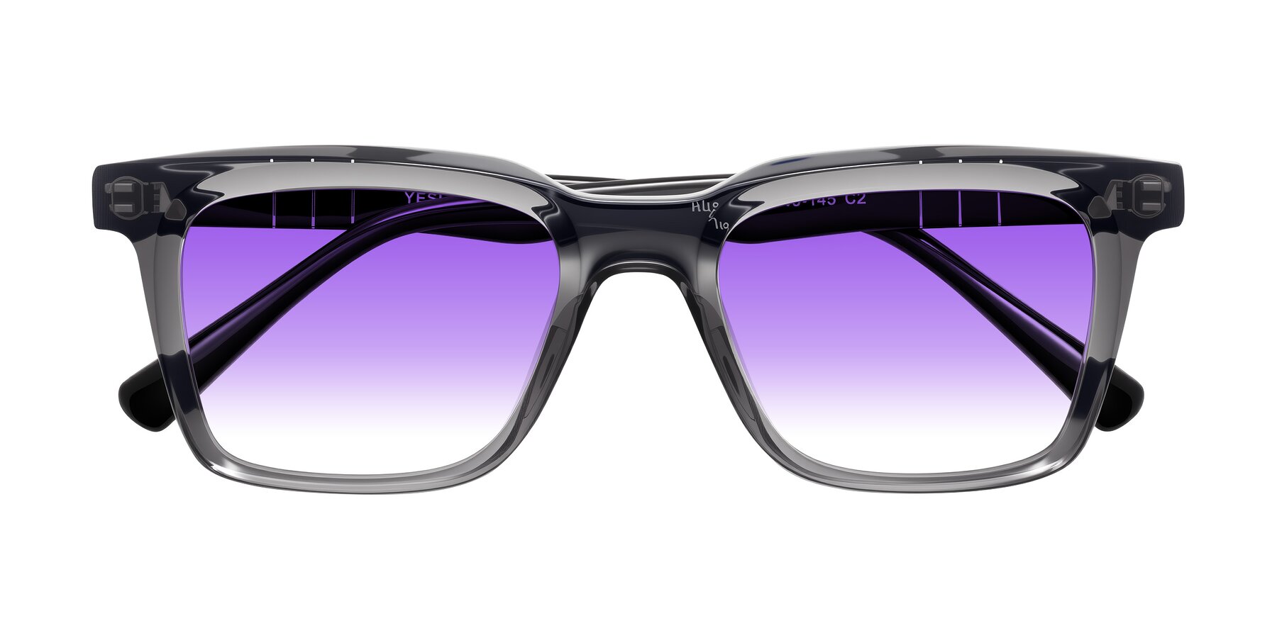 Folded Front of Itasca in Transparent Gray/Black with Purple Gradient Lenses