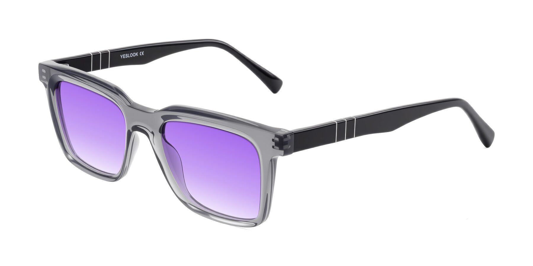 Angle of Itasca in Transparent Gray/Black with Purple Gradient Lenses