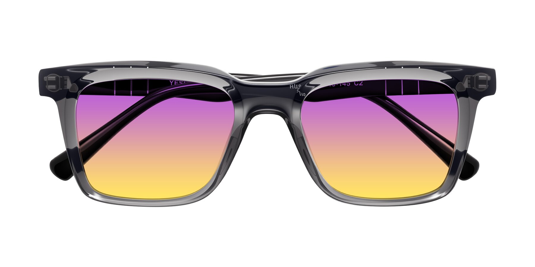 Folded Front of Itasca in Transparent Gray/Black with Purple / Yellow Gradient Lenses