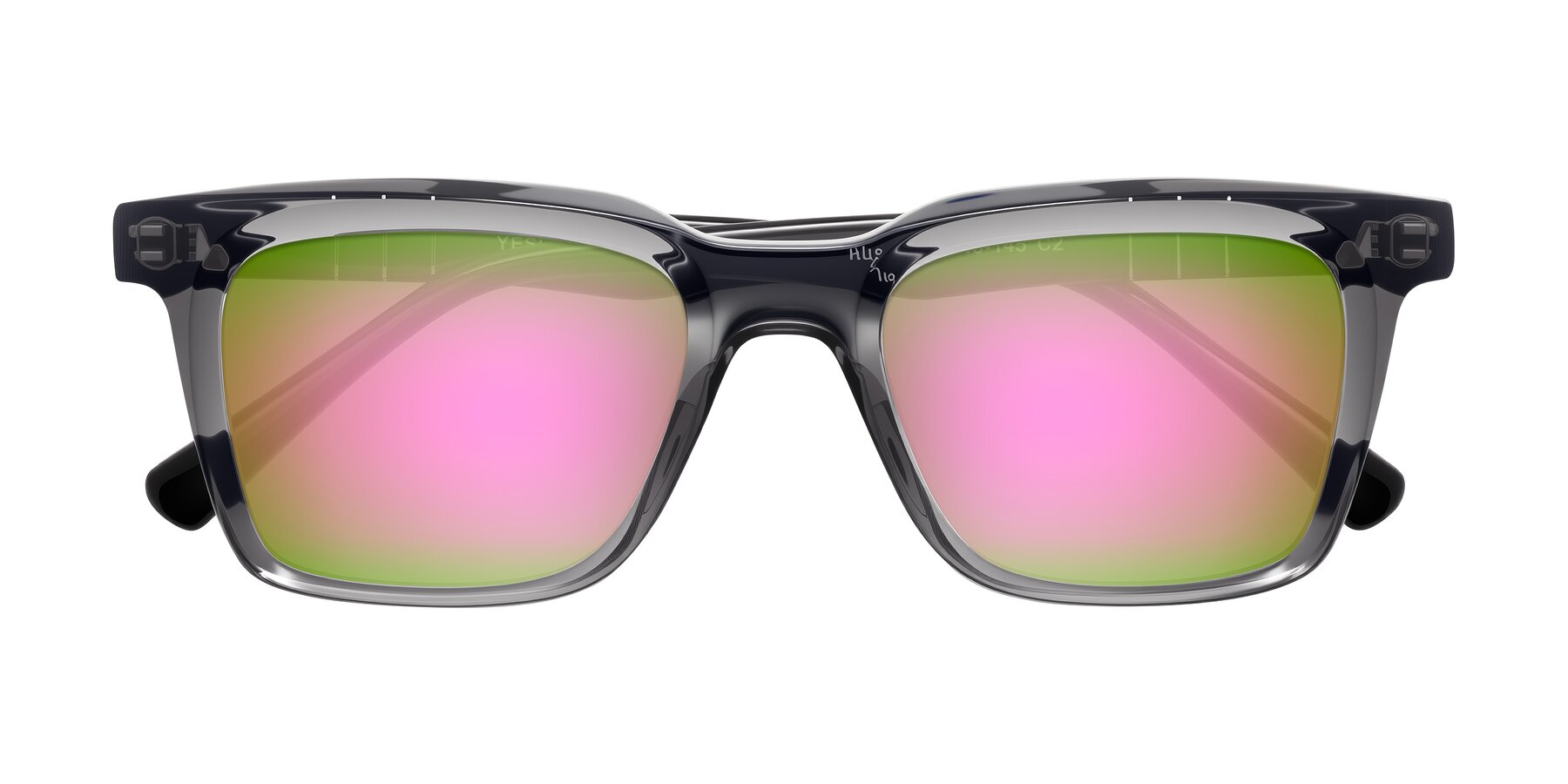 Folded Front of Itasca in Transparent Gray/Black with Pink Mirrored Lenses