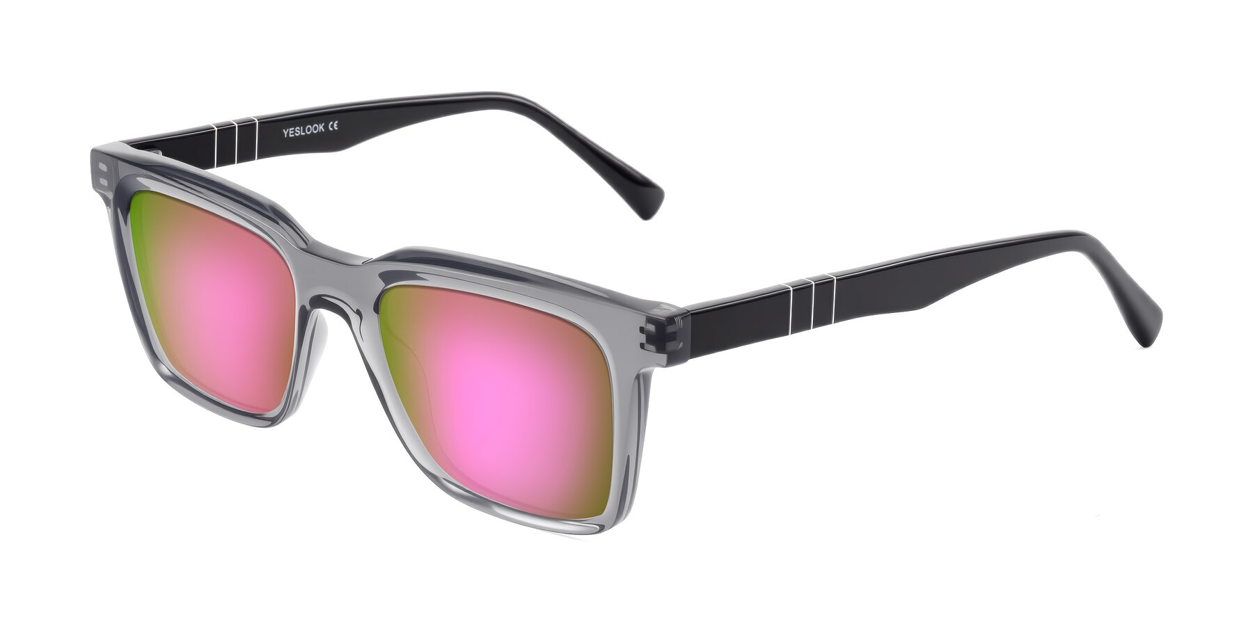 Angle of Itasca in Transparent Gray/Black with Pink Mirrored Lenses