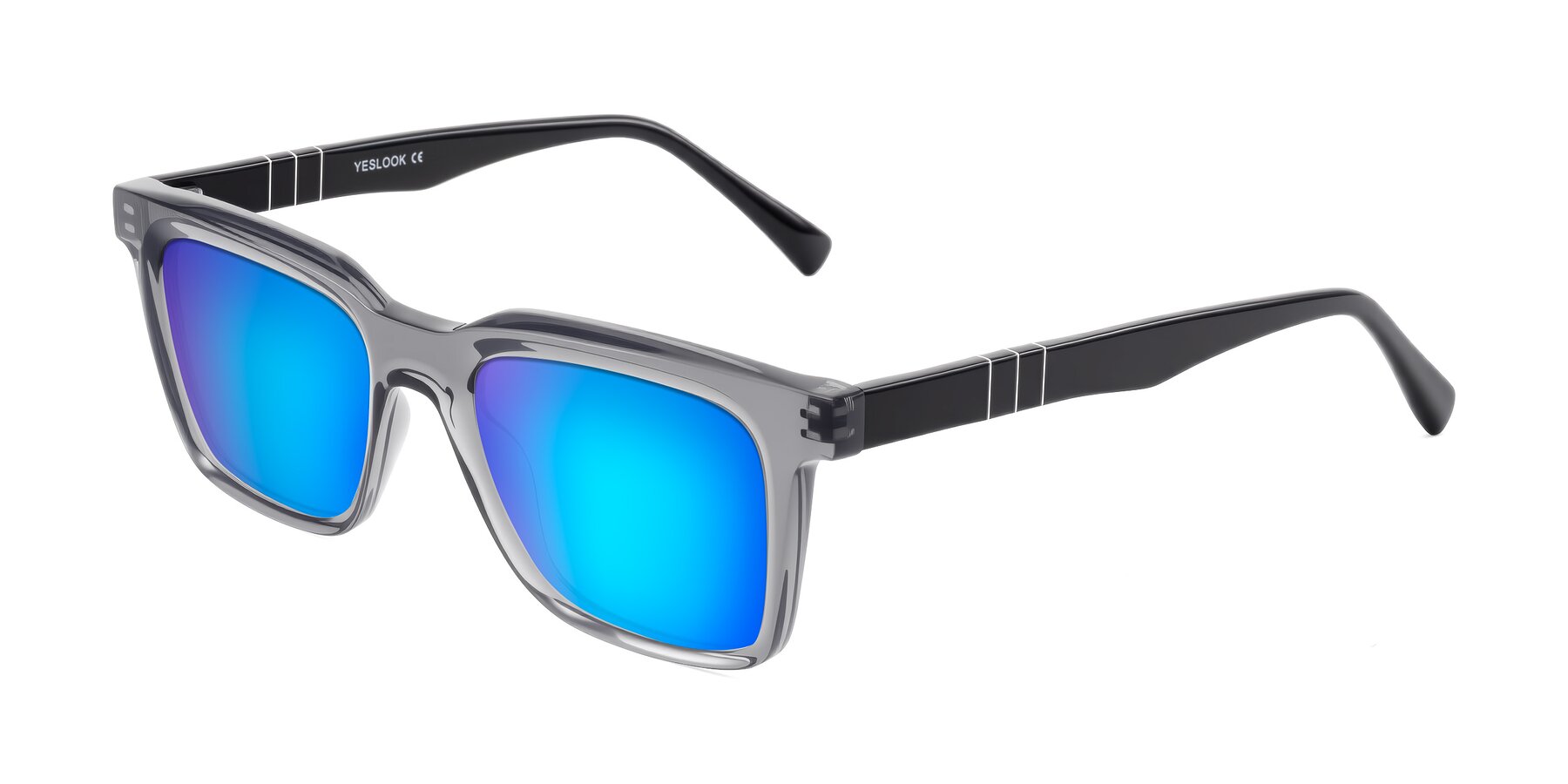 Angle of Itasca in Transparent Gray/Black with Blue Mirrored Lenses