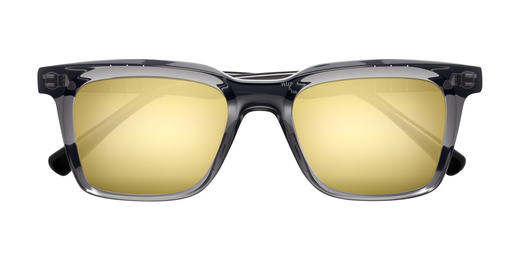 Folded Front of Itasca in Transparent Gray/Black with Gold Mirrored Lenses
