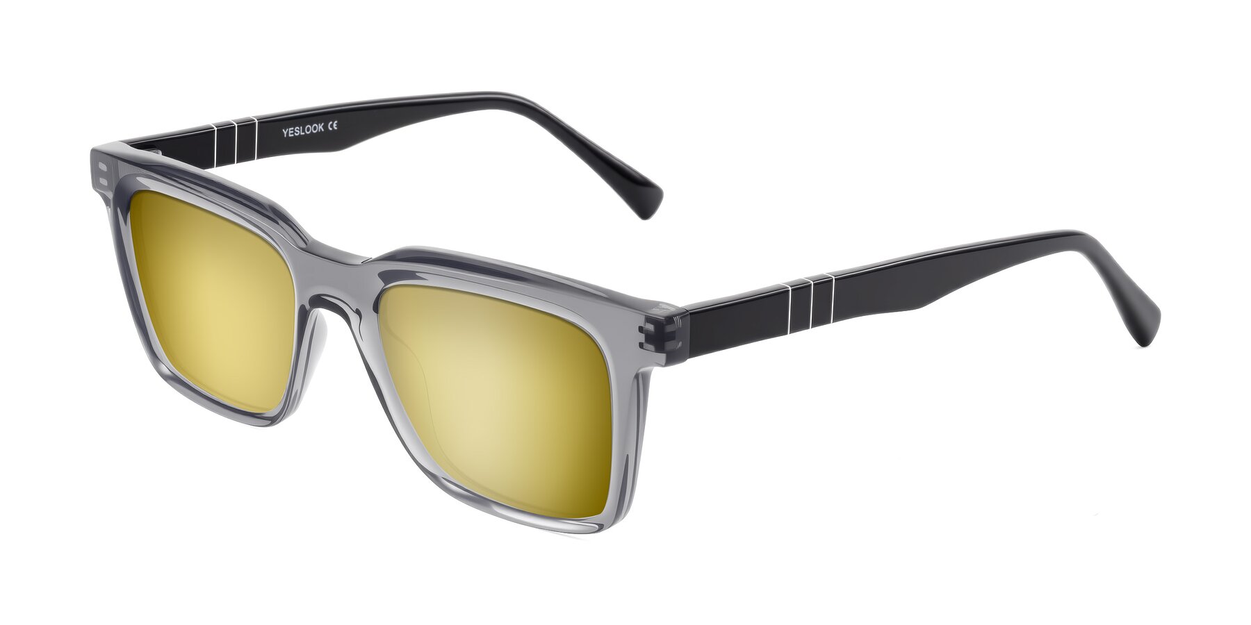Angle of Itasca in Transparent Gray/Black with Gold Mirrored Lenses