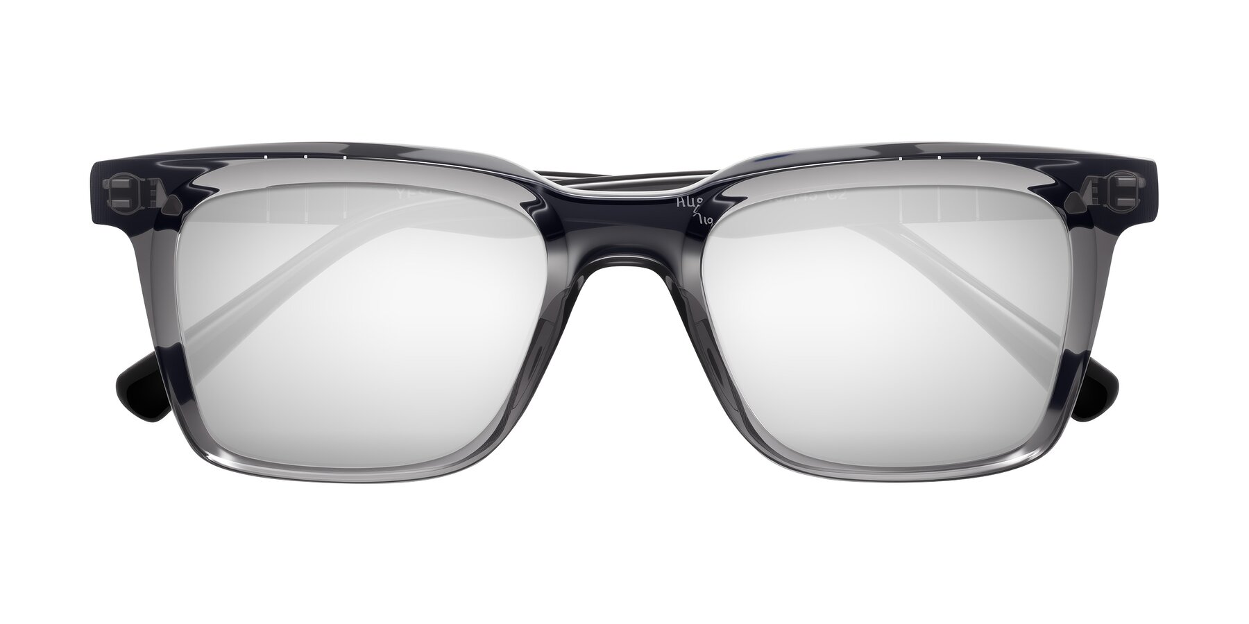 Folded Front of Itasca in Transparent Gray/Black with Silver Mirrored Lenses