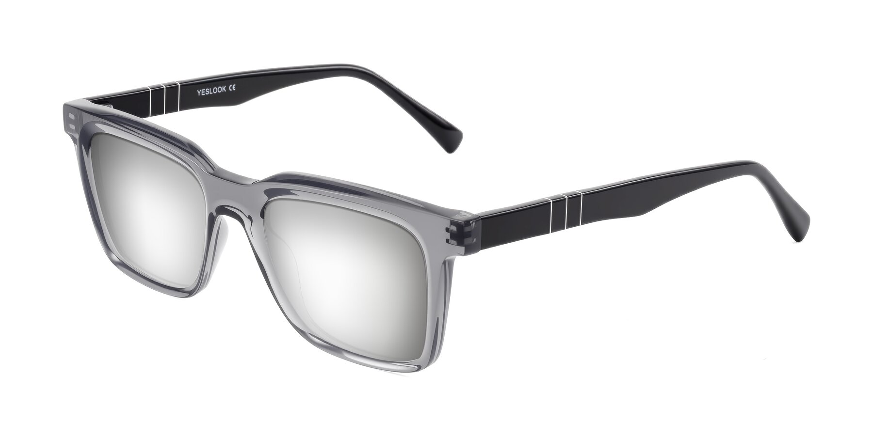 Angle of Itasca in Transparent Gray/Black with Silver Mirrored Lenses