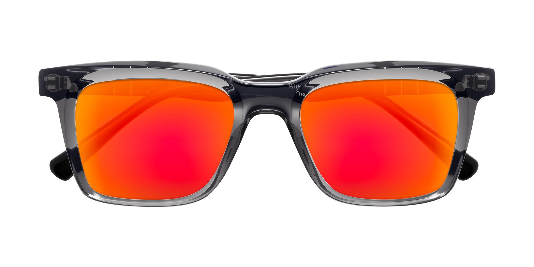 Folded Front of Itasca in Transparent Gray/Black with Red Gold Mirrored Lenses