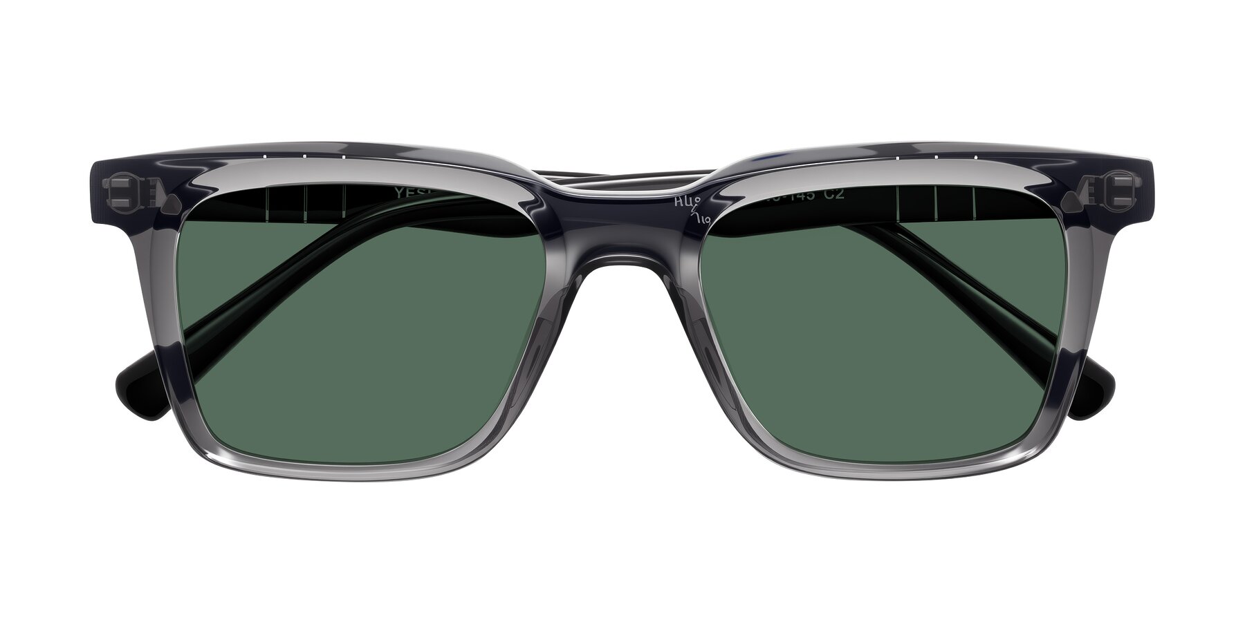 Folded Front of Itasca in Transparent Gray/Black with Green Polarized Lenses
