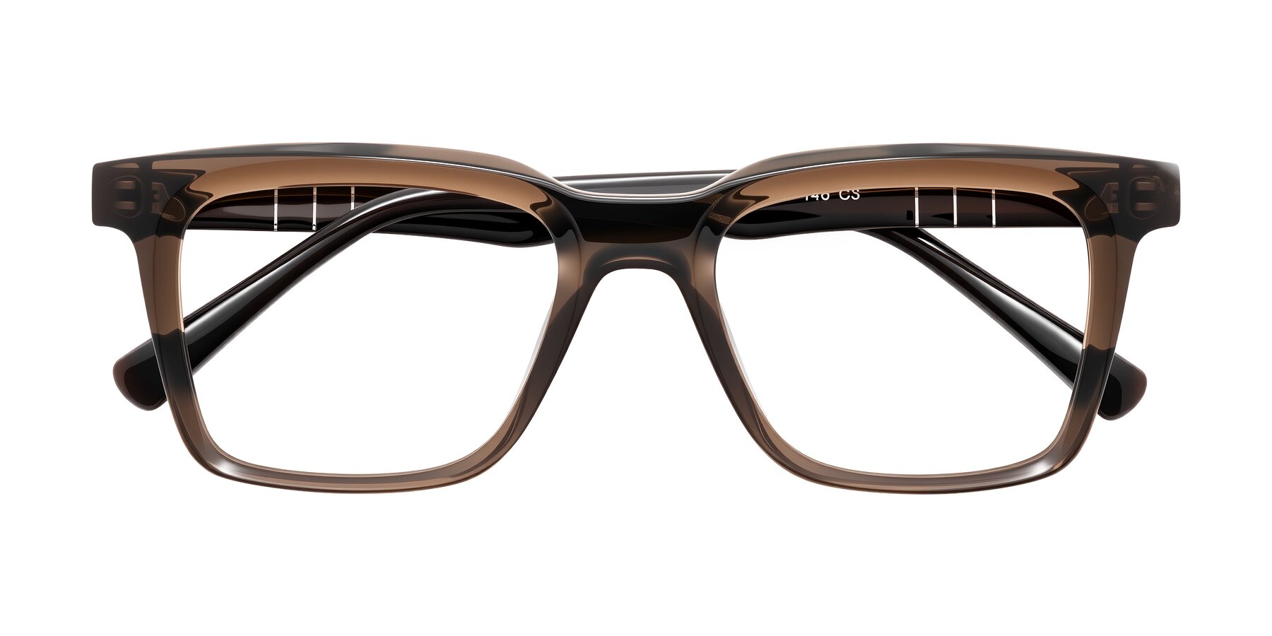 Folded Front of Itasca in Brown with Clear Eyeglass Lenses