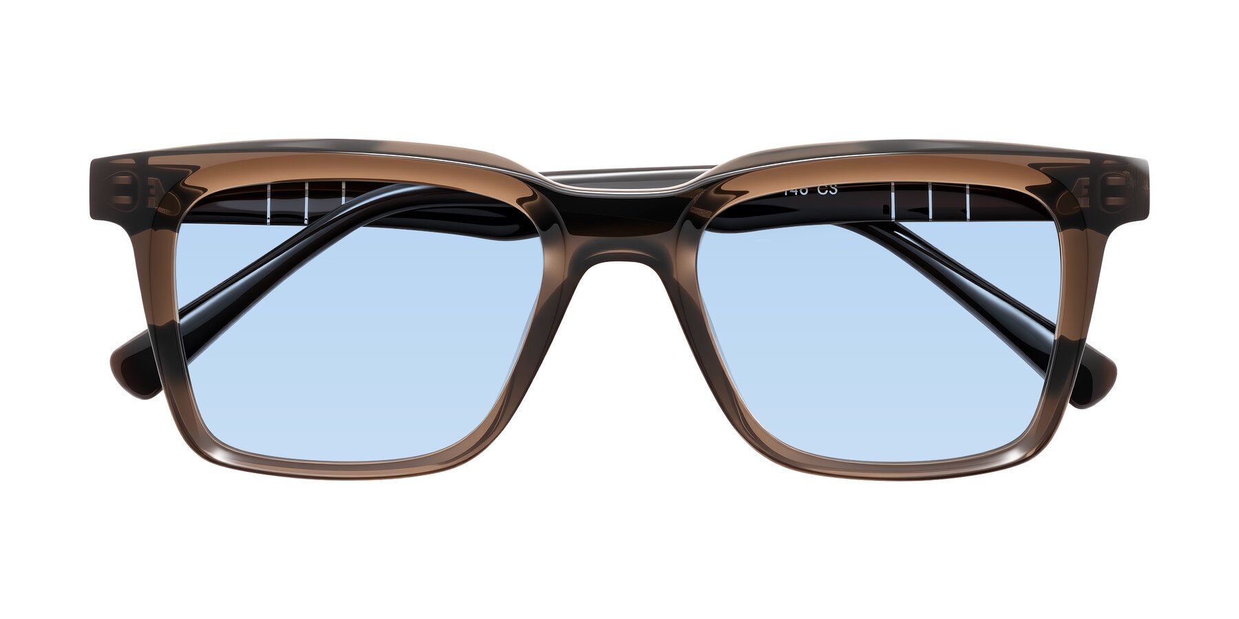 Folded Front of Itasca in Brown with Light Blue Tinted Lenses