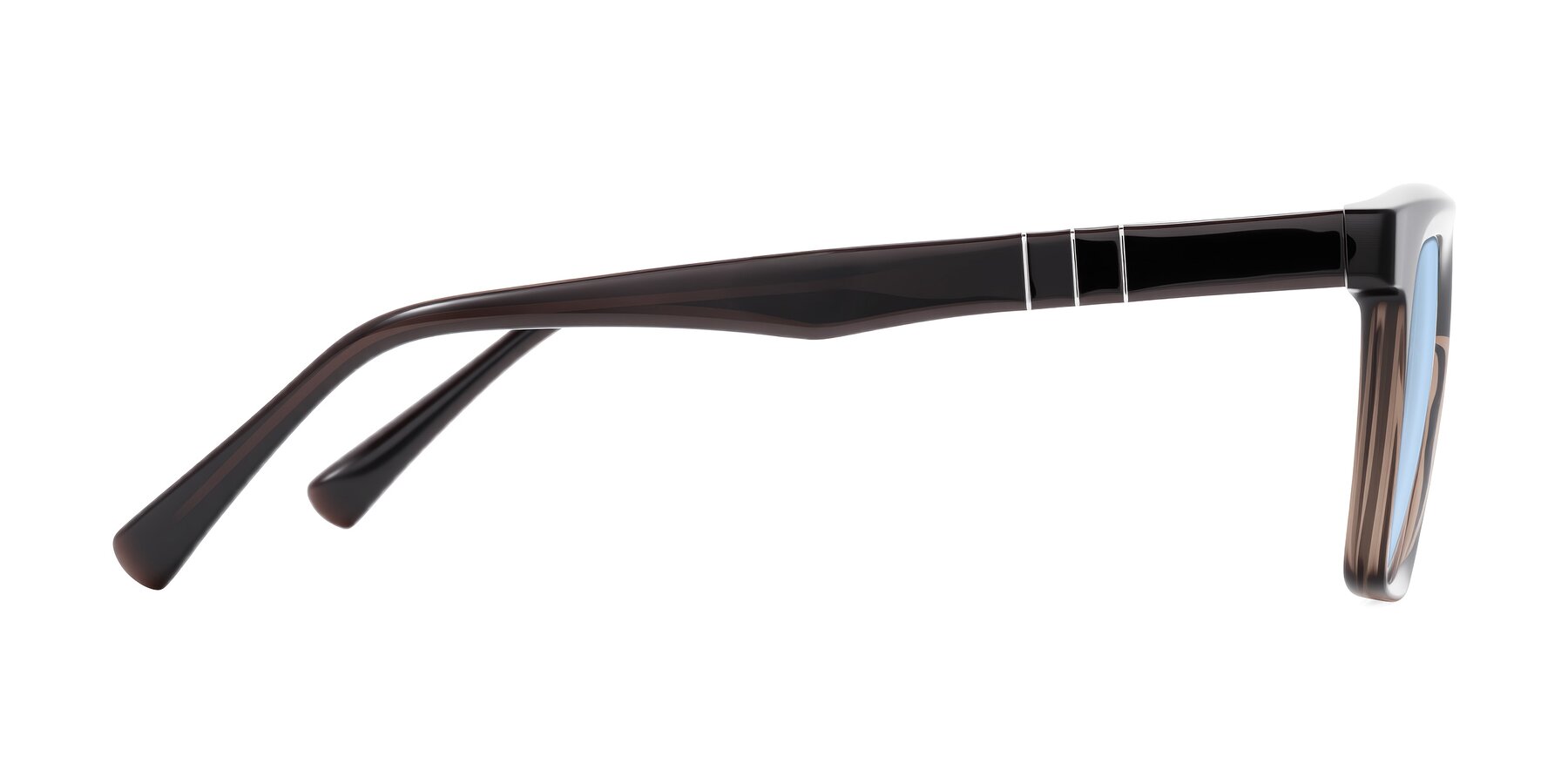 Side of Itasca in Brown with Light Blue Tinted Lenses