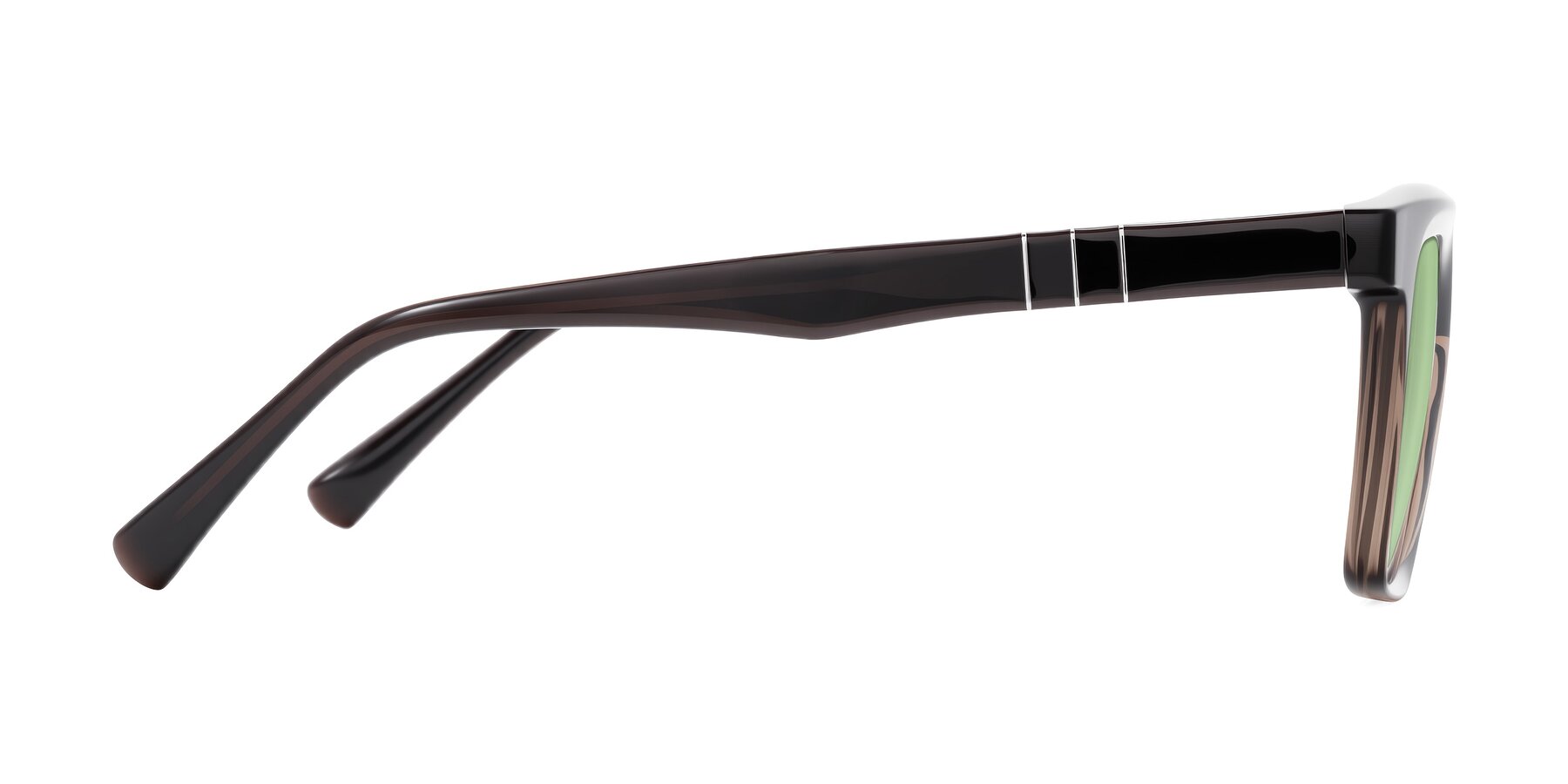 Side of Itasca in Brown with Medium Green Tinted Lenses