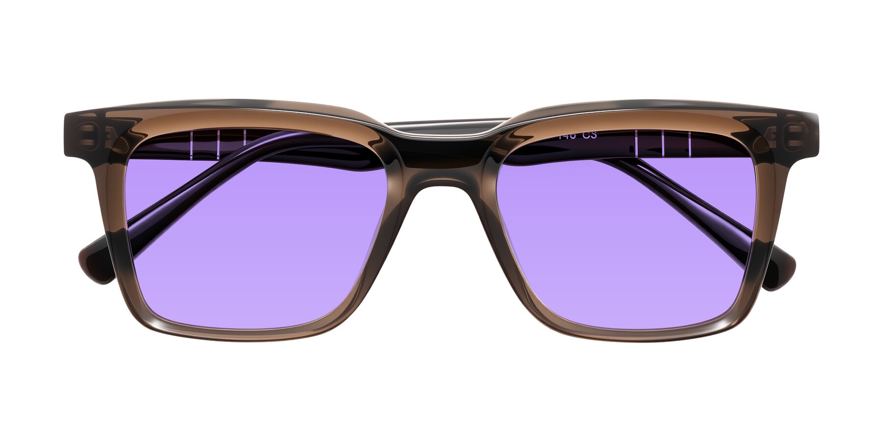 Folded Front of Itasca in Brown with Medium Purple Tinted Lenses