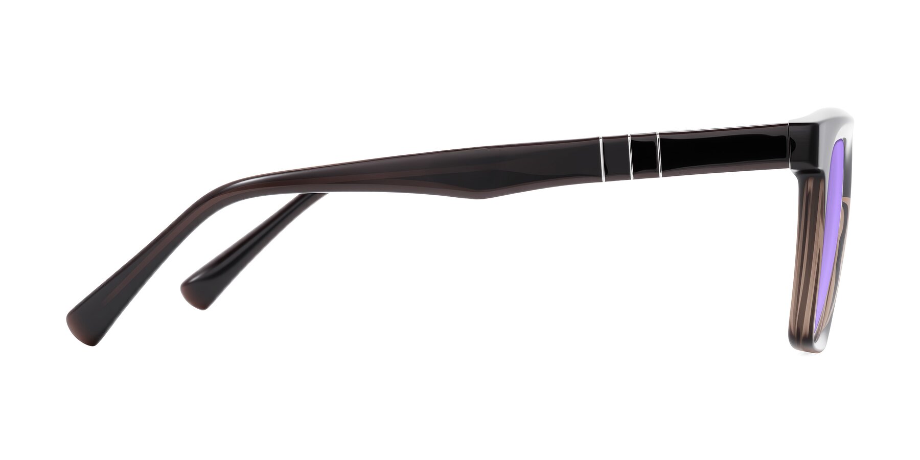 Side of Itasca in Brown with Medium Purple Tinted Lenses
