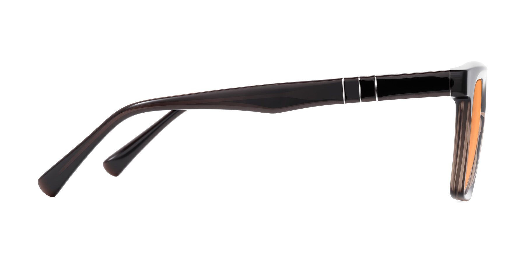 Side of Itasca in Brown with Medium Orange Tinted Lenses