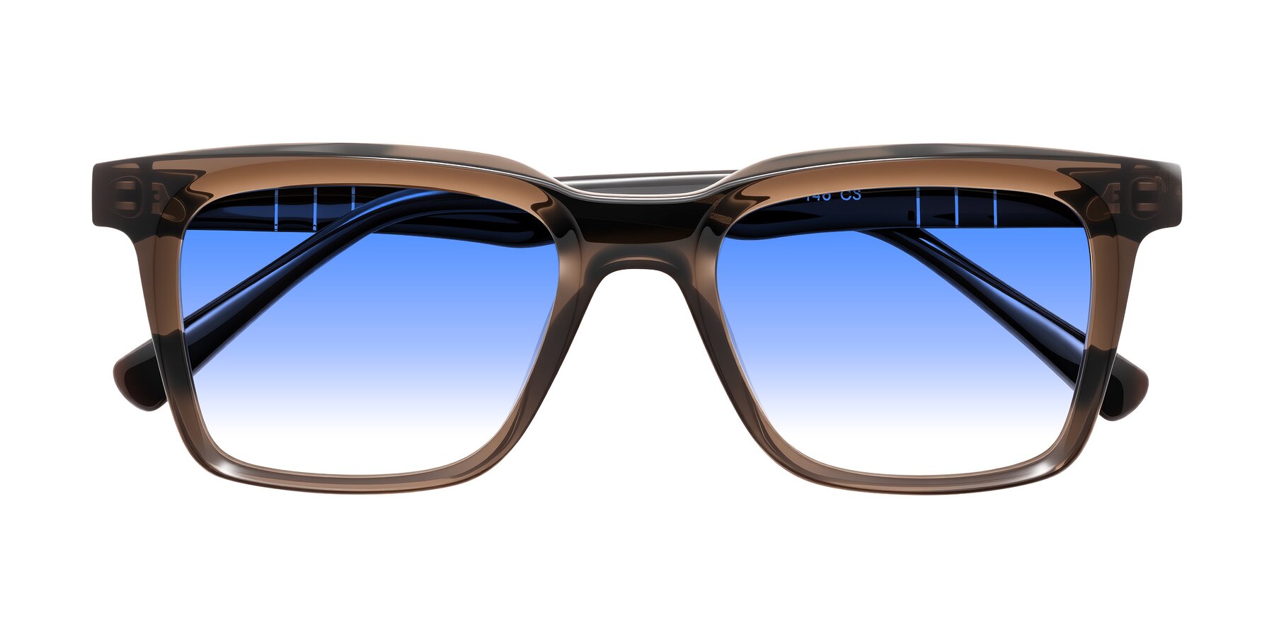 Folded Front of Itasca in Brown with Blue Gradient Lenses