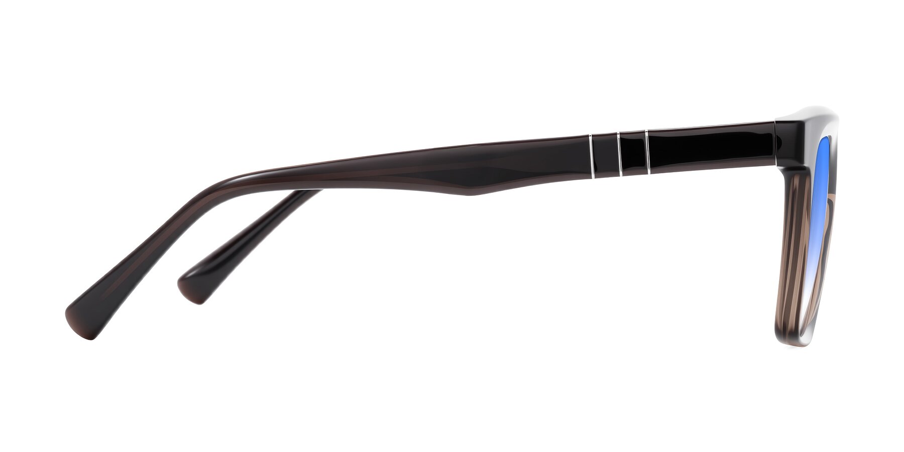 Side of Itasca in Brown with Blue Gradient Lenses