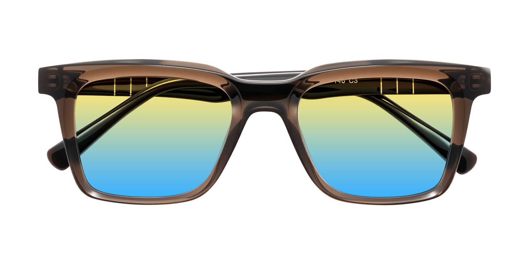 Folded Front of Itasca in Brown with Yellow / Blue Gradient Lenses