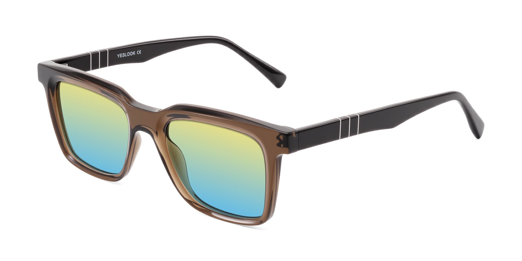 Angle of Itasca in Brown with Yellow / Blue Gradient Lenses
