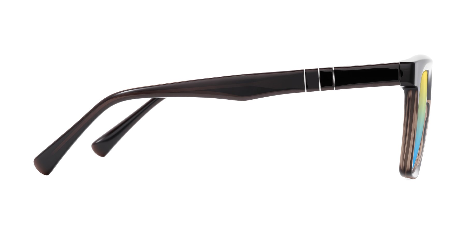 Side of Itasca in Brown with Yellow / Blue Gradient Lenses