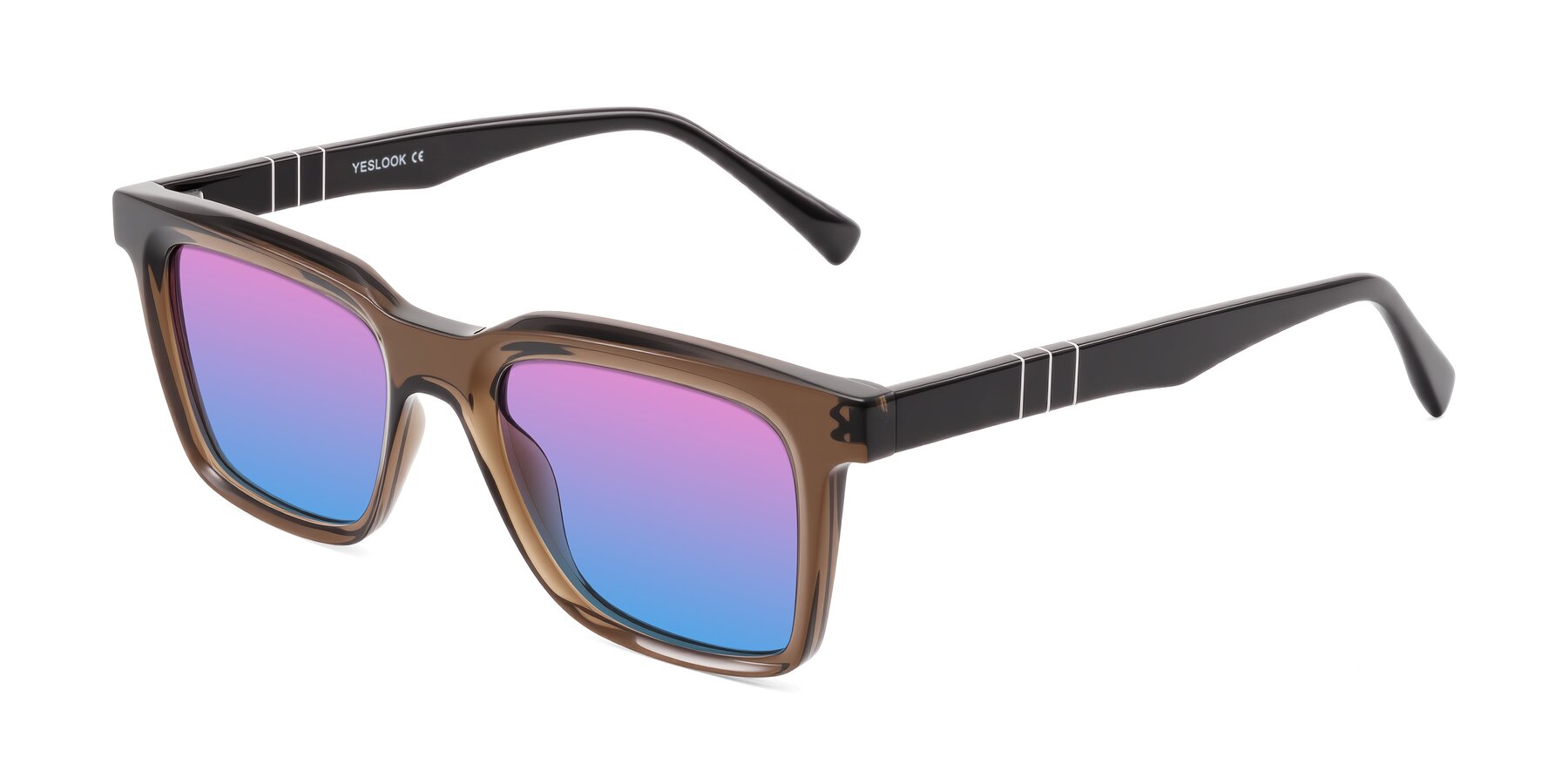 Angle of Itasca in Brown with Pink / Blue Gradient Lenses